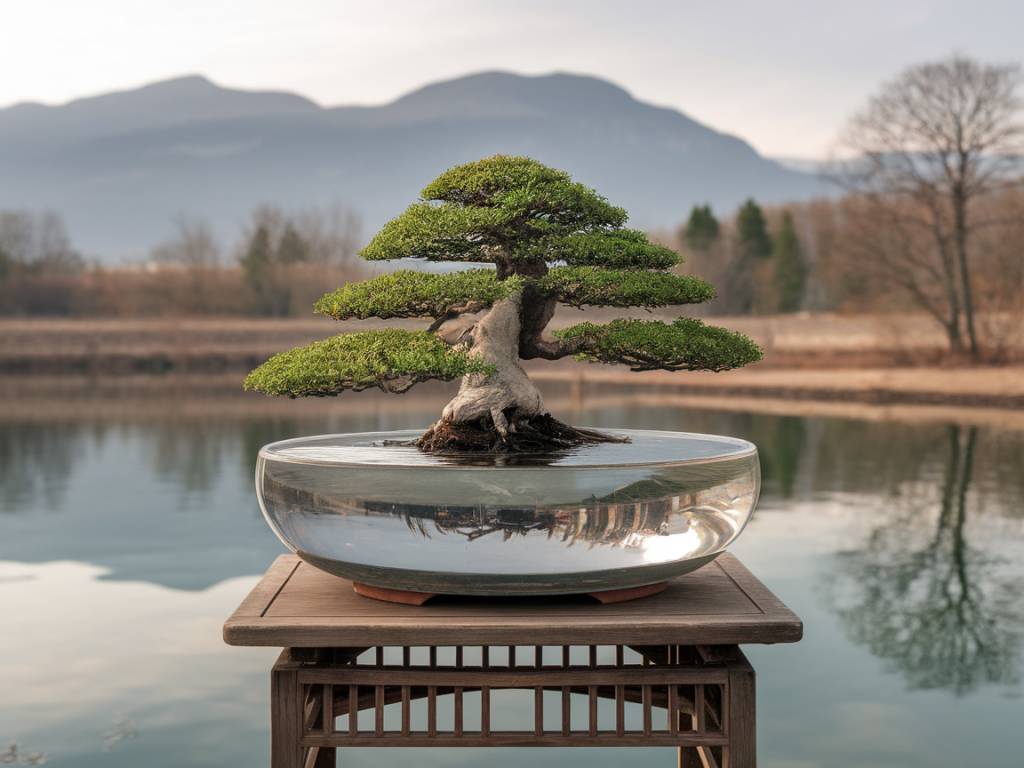 Créer un miroir d’eau pour sublimer la mise en scène de votre bonsai.